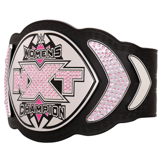 WWE Women’s X-T Champion championship belt with black and silver design and pink crystal detailing